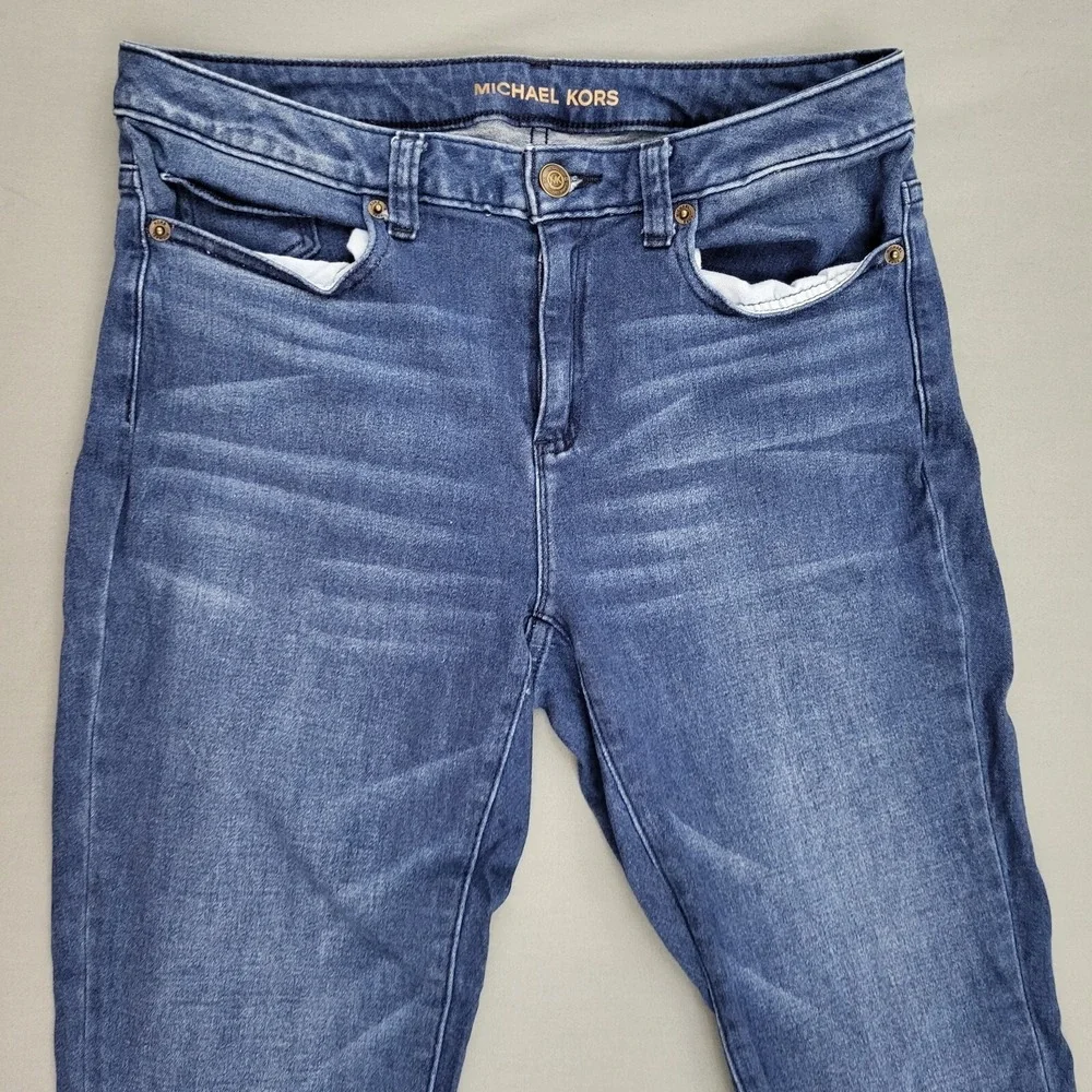 MICHAEL KORS Izzy Skinny Jeans Women Blue Wash Stretch Cotton‎ Blend Size 6